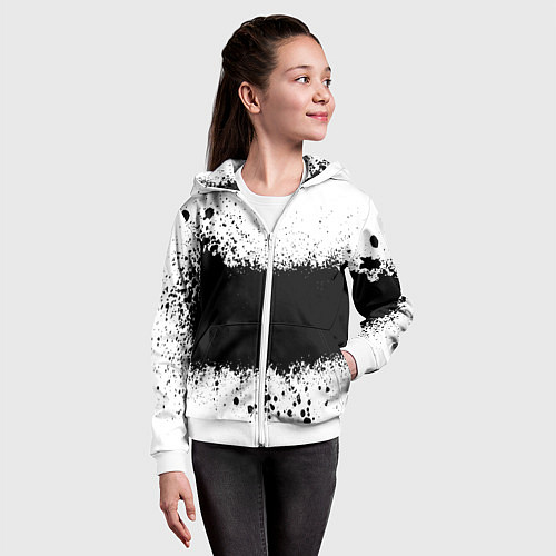 Детская толстовка на молнии Просто краски чёрные / 3D-Белый – фото 4