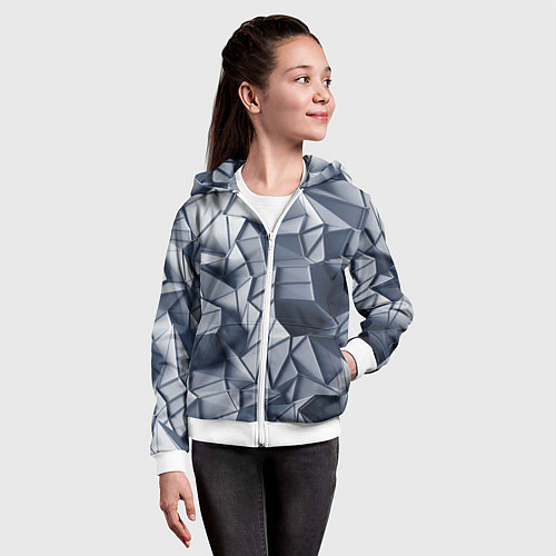 Детская толстовка на молнии Геометрические грани / 3D-Белый – фото 4