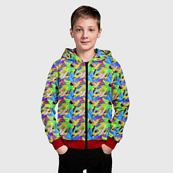 Толстовка на молнии детская Треугольники голографический эффект - паттерн, цвет: 3D-красный — фото 2