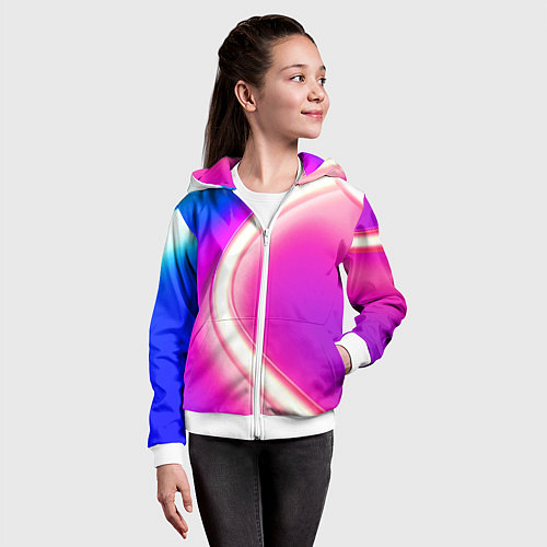 Детская толстовка на молнии Неоновый свет текстура / 3D-Белый – фото 4