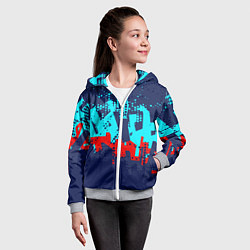 Толстовка на молнии детская Красно-синяя абстракция, цвет: 3D-меланж — фото 2