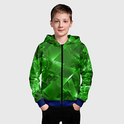 Толстовка на молнии детская Прозрачная изумрудная геометрия, цвет: 3D-синий — фото 2
