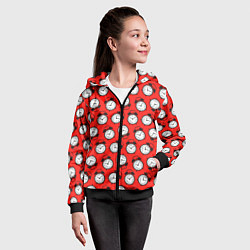 Толстовка на молнии детская Будильник паттерн, цвет: 3D-черный — фото 2