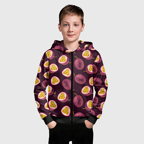 Детская толстовка на молнии Маракуйя паттерн / 3D-Черный – фото 3