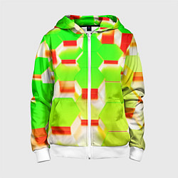 Толстовка на молнии детская Кислотные соты, цвет: 3D-белый