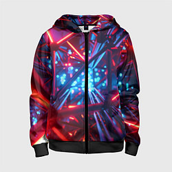 Толстовка на молнии детская Неоновые трубки, цвет: 3D-черный