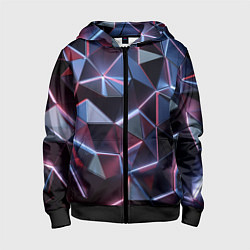 Толстовка на молнии детская Неоновые геометрические плиты, цвет: 3D-черный