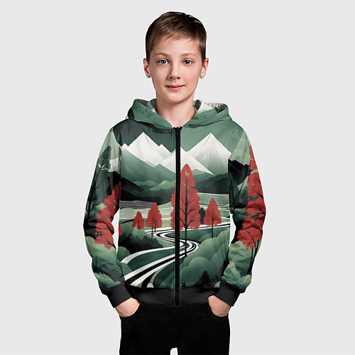 Детская толстовка на молнии Дорога на природу / 3D-Черный – фото 3