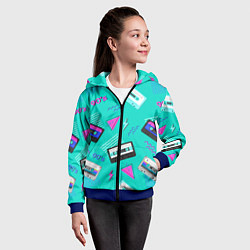 Толстовка на молнии детская Бирюзовая кассета из 90-х, цвет: 3D-синий — фото 2