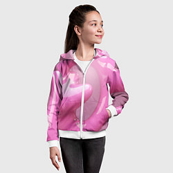 Толстовка на молнии детская Розовые краски абстракция, цвет: 3D-белый — фото 2