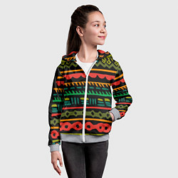Толстовка на молнии детская Этнический орнамент на черном, цвет: 3D-меланж — фото 2