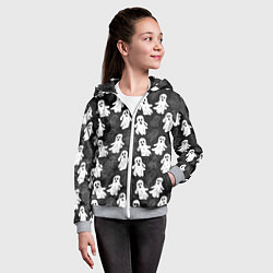 Толстовка на молнии детская Паттерн с призраками, цвет: 3D-меланж — фото 2