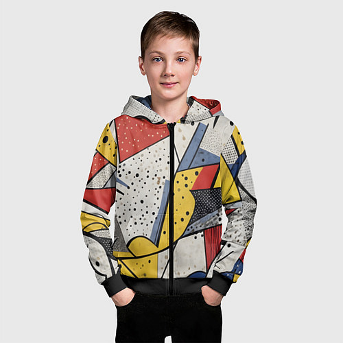 Детская толстовка на молнии Поп-арт яркая абстракция / 3D-Черный – фото 3