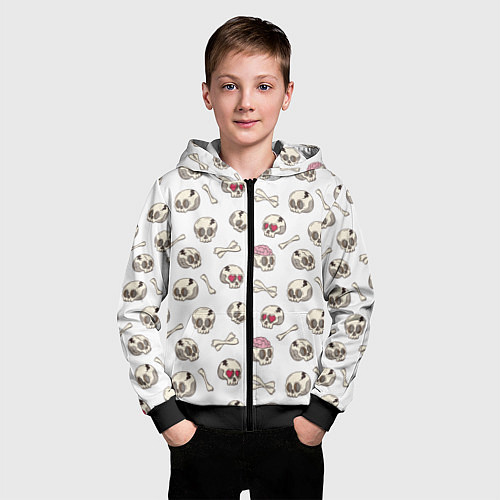 Детская толстовка на молнии Черепки / 3D-Черный – фото 3