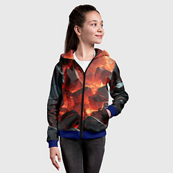 Толстовка на молнии детская Текстура черных камней, цвет: 3D-синий — фото 2