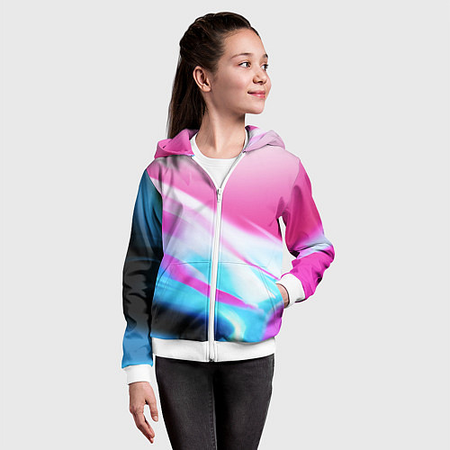 Детская толстовка на молнии Неоновые краски градиент / 3D-Белый – фото 4