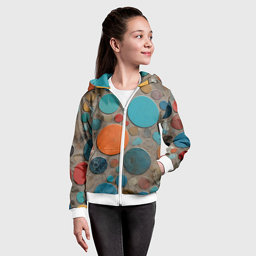 Детская толстовка на молнии Арт вариация терраццо / 3D-Белый – фото 4