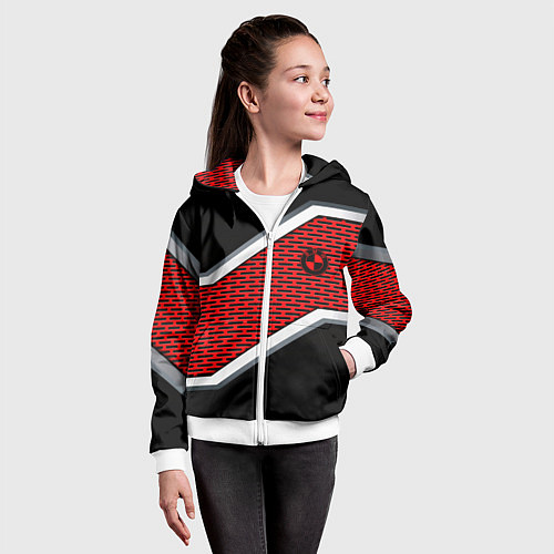 Детская толстовка на молнии BMW geometry avto / 3D-Белый – фото 4