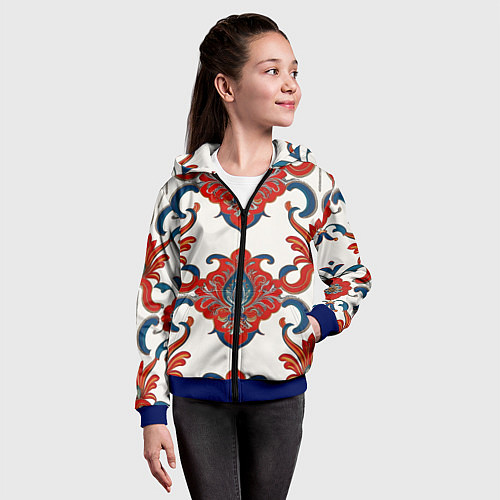 Детская толстовка на молнии Узор красно-синий на белом фоне / 3D-Синий – фото 4