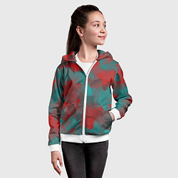 Толстовка на молнии детская Зелено-красный калейдоскоп, цвет: 3D-белый — фото 2