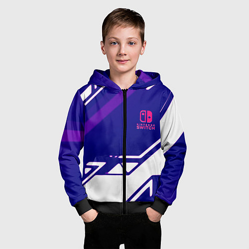 Детская толстовка на молнии Нинтендо геометрия киберспорт / 3D-Черный – фото 3