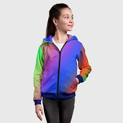 Детская толстовка на молнии Градиент полосы / 3D-Синий – фото 4
