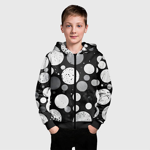 Детская толстовка на молнии Круги на темном фоне / 3D-Черный – фото 3