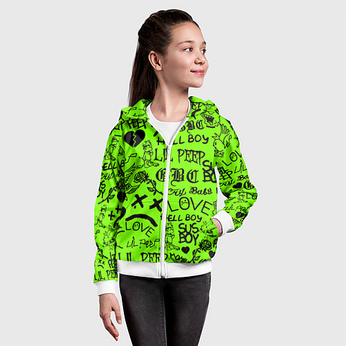 Детская толстовка на молнии Lil Peep кислотный паттерн / 3D-Белый – фото 4