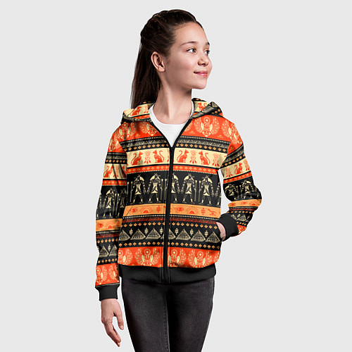 Детская толстовка на молнии Египетский паттерн / 3D-Черный – фото 4