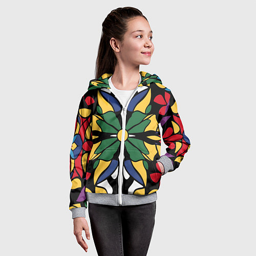 Детская толстовка на молнии Узор калейдоскоп / 3D-Меланж – фото 4