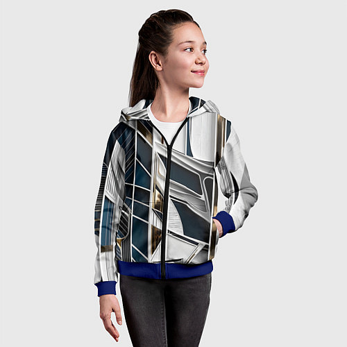 Детская толстовка на молнии Кибер текстура / 3D-Синий – фото 4