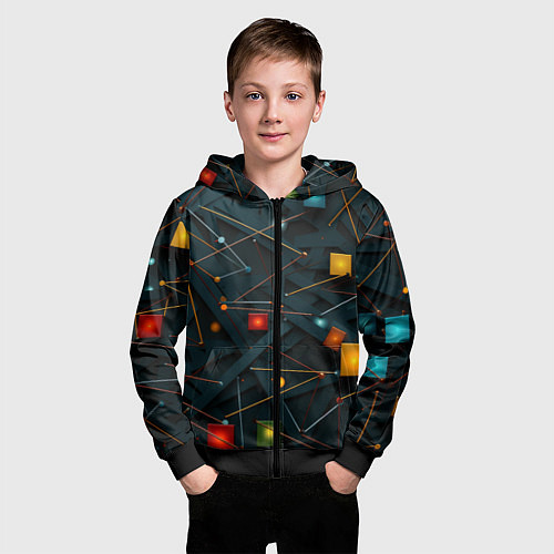 Детская толстовка на молнии Геометрическая абстракция / 3D-Черный – фото 3