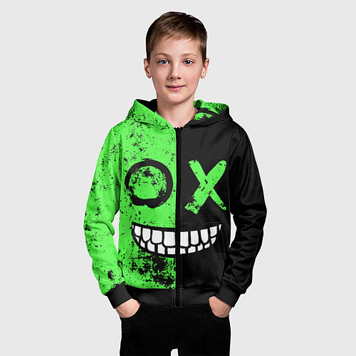 Детская толстовка на молнии Кислотный злобный смайлик / 3D-Черный – фото 3