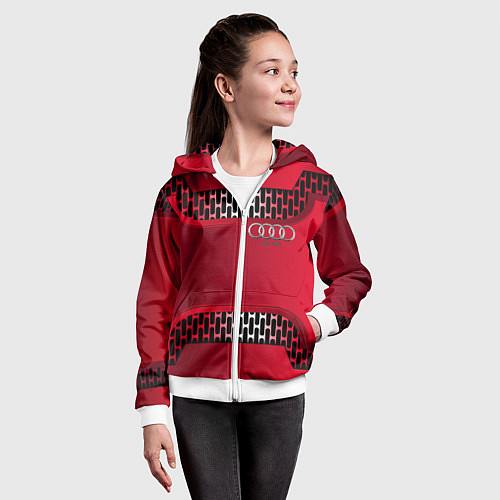 Детская толстовка на молнии Audi metal steel / 3D-Белый – фото 4