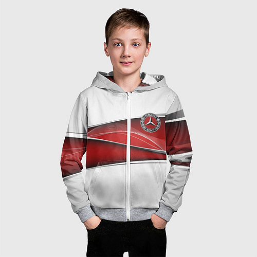 Детская толстовка на молнии Mercedes benz авто / 3D-Меланж – фото 3