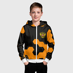 Толстовка на молнии детская Герф РФ соты броня, цвет: 3D-белый — фото 2