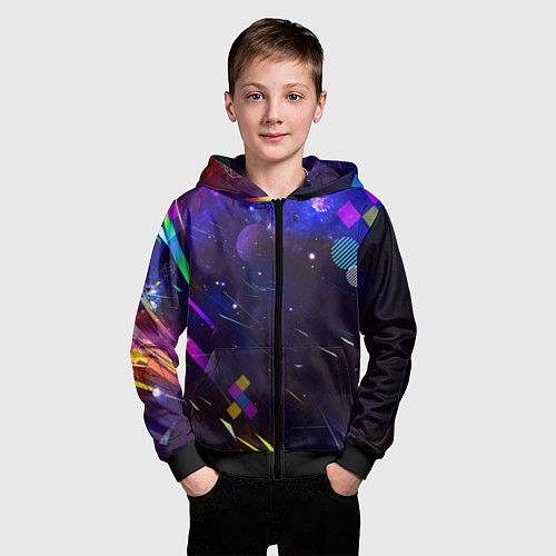 Детская толстовка на молнии Космическая геометрия / 3D-Черный – фото 3
