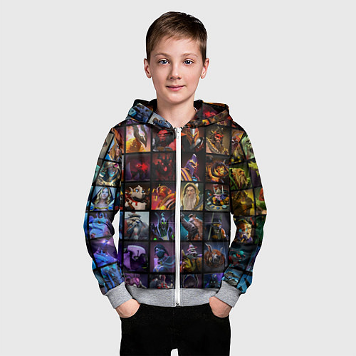 Детская толстовка на молнии Dota 2 - все персонажи / 3D-Меланж – фото 3