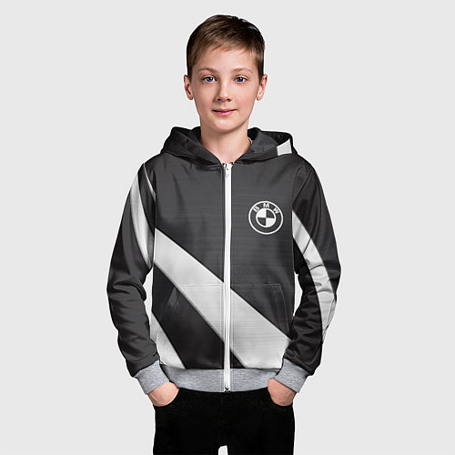 Детская толстовка на молнии BMW sport line geometry steel / 3D-Меланж – фото 3
