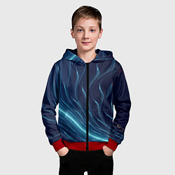 Толстовка на молнии детская Линии абстрактные неоновые, цвет: 3D-красный — фото 2