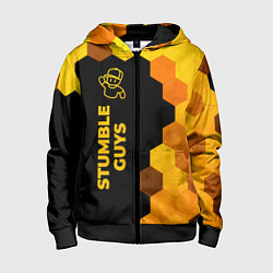 Толстовка на молнии детская Stumble Guys - gold gradient по-вертикали, цвет: 3D-черный