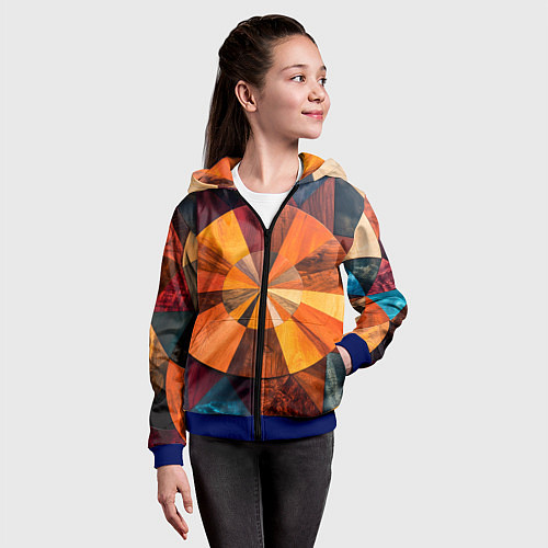 Детская толстовка на молнии Круговая мозайка / 3D-Синий – фото 4