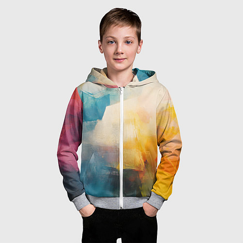 Детская толстовка на молнии Живопись мазками / 3D-Меланж – фото 3