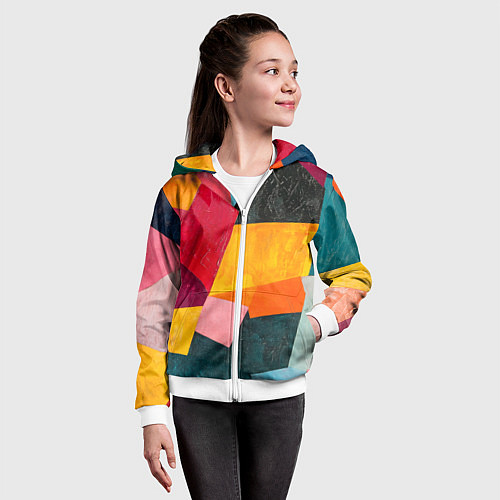 Детская толстовка на молнии Геометрия мозайка / 3D-Белый – фото 4