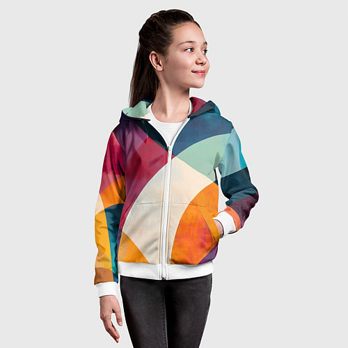 Детская толстовка на молнии Геометрическая иллюстрация / 3D-Белый – фото 4