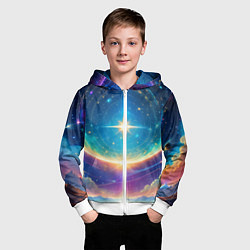 Толстовка на молнии детская Звезда галактики, цвет: 3D-белый — фото 2