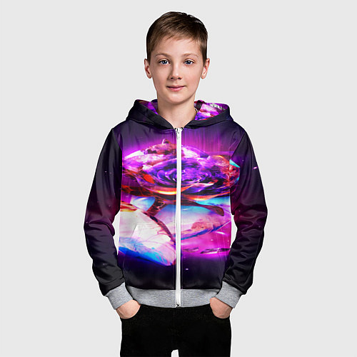 Детская толстовка на молнии Неоновые абстракция краски / 3D-Меланж – фото 3