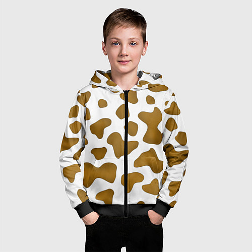 Детская толстовка на молнии Пятна коровы / 3D-Черный – фото 3