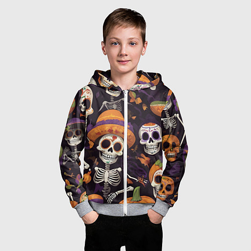 Детская толстовка на молнии Страшилки хэллоуин / 3D-Меланж – фото 3