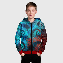 Толстовка на молнии детская Оптическая абстракция узор, цвет: 3D-красный — фото 2